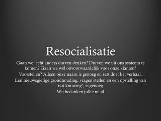 Resocialisatie