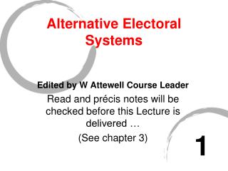 Alternative Electoral Systems