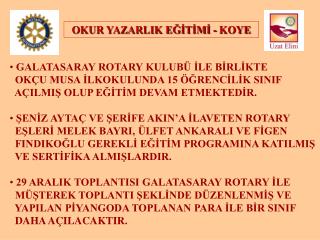 OKUR YAZARLIK EĞİTİMİ - KOYE