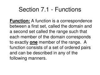 Section 7.1 - Functions
