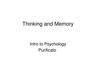 Thinking and Memory