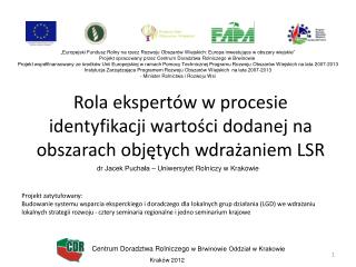 Rola ekspertów w procesie identyfikacji wartości dodanej na obszarach objętych wdrażaniem LSR