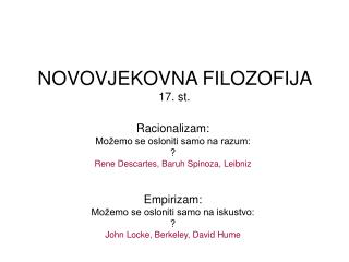 NOVOVJEKOVNA FILOZOFIJA 17. st.