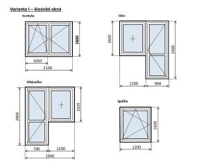 Varianta I – klasické okná