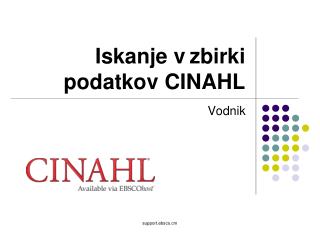 Iskanje v zbirki podatkov CINAHL