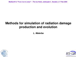 Methods for simulation of radiation damage production and evolution