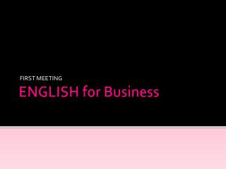 ENGLISH for Business