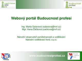Webový portál Budoucnost profesí Ing. Marta Salavová (salavova@nvf.cz)