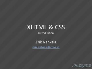 XHTML &amp; CSS Introduktion