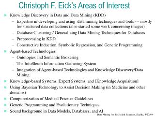 Christoph F. Eick’s Areas of Interest
