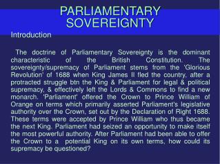 PARLIAMENTARY SOVEREIGNTY