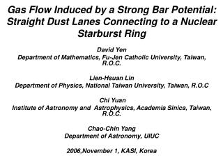 David Yen Department of Mathematics, Fu-Jen Catholic University, Taiwan, R.O.C. Lien-Hsuan Lin