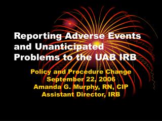 Reporting Adverse Events and Unanticipated Problems to the UAB IRB