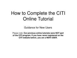 How to Complete the CITI Online Tutorial