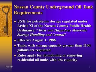 Nassau County Underground Oil Tank Requirements