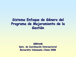 Sistema Enfoque de Género del Programa de Mejoramiento de la Gestión