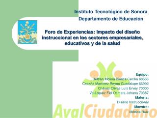 Instituto Tecnológico de Sonora Departamento de Educación