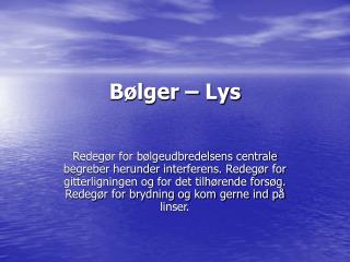 Bølger – Lys