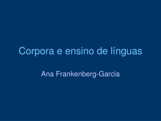 Corpora e ensino de línguas