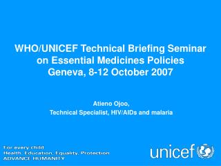Atieno Ojoo, Technical Specialist, HIV/AIDs and malaria