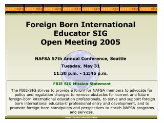 2004 Annual NAFSA Conference FBIE-SIG Presentation