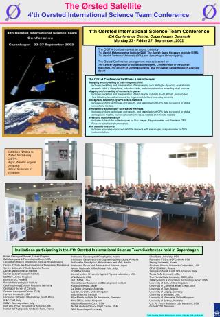 4’th Oersted International Science Team Conference