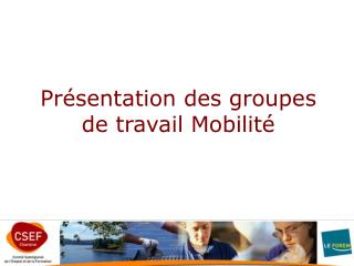 Présentation des groupes de travail Mobilité