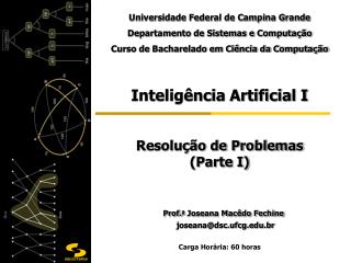 Inteligência Artificial I Resolução de Problemas (Parte I) Prof. a Joseana Macêdo Fechine