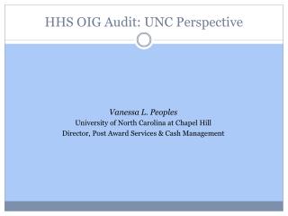 HHS OIG Audit: UNC Perspective