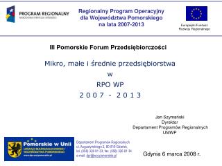Regionalny Program Operacyjny dla Województwa Pomorskiego na lata 2007-2013