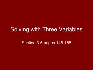 Solving with Three Variables