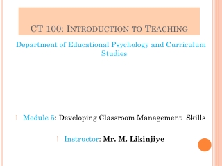 CT 100: Introduction to Teaching