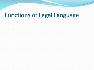 Functions of Legal Language