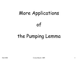 More Applications of the Pumping Lemma