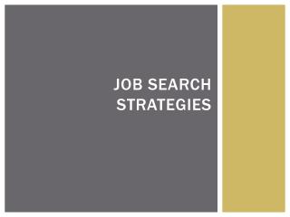 Job Search Strategies