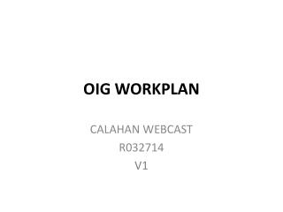 OIG WORKPLAN