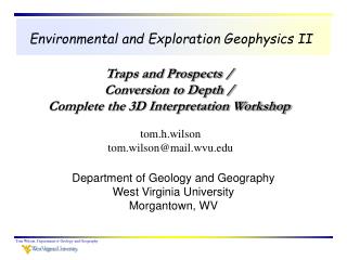 Environmental and Exploration Geophysics II