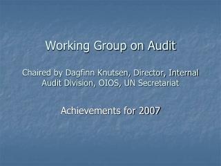 Achievements for 2007