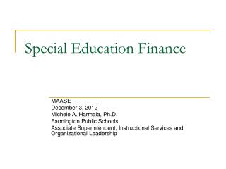 Special Education Finance