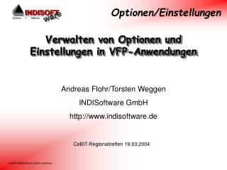 Verwalten von Optionen und Einstellungen in VFP-Anwendungen