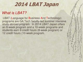 2014 LBAT Japan