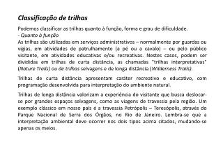 Classificação de trilhas