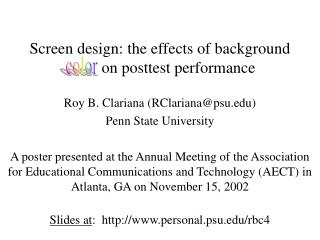 Screen design: the effects of background color on posttest performance