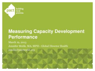 Measurin g Capacity Development Performance