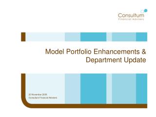 Model Portfolio Enhancements &amp; Department Update