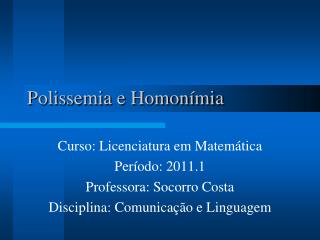 Polissemia e Homonímia