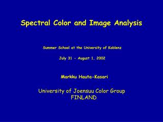 Spectral Color and Image Analysis