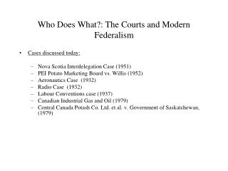 Who Does What?: The Courts and Modern Federalism