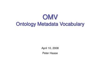 OMV Ontology Metadata Vocabulary