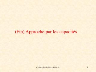 (Fin) Approche par les capacités